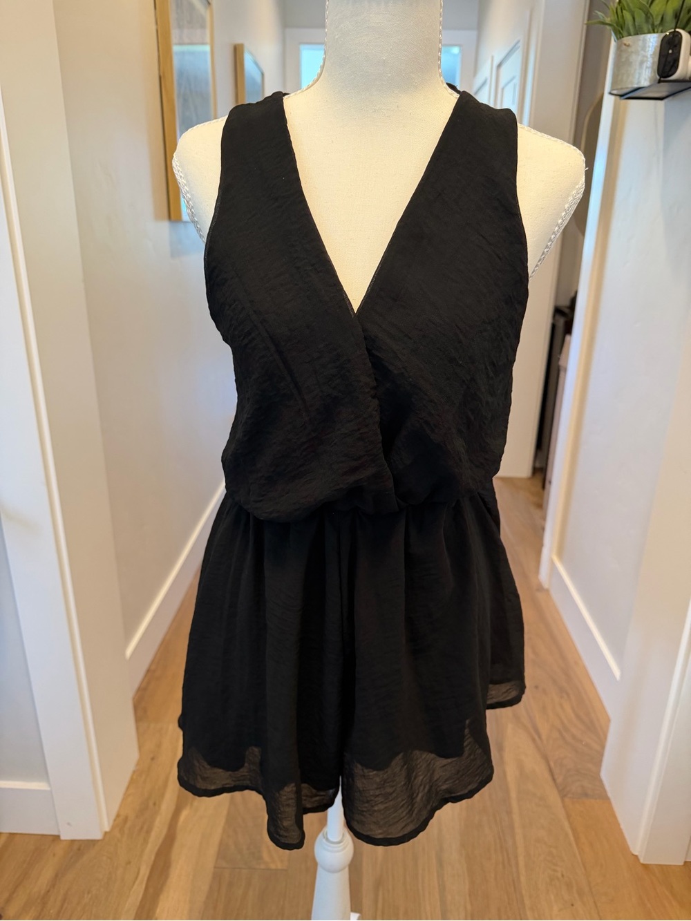 Black Sleeveless V-Neck Women's Romper